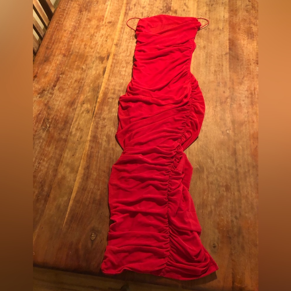 Oh Polly red body con midi dress